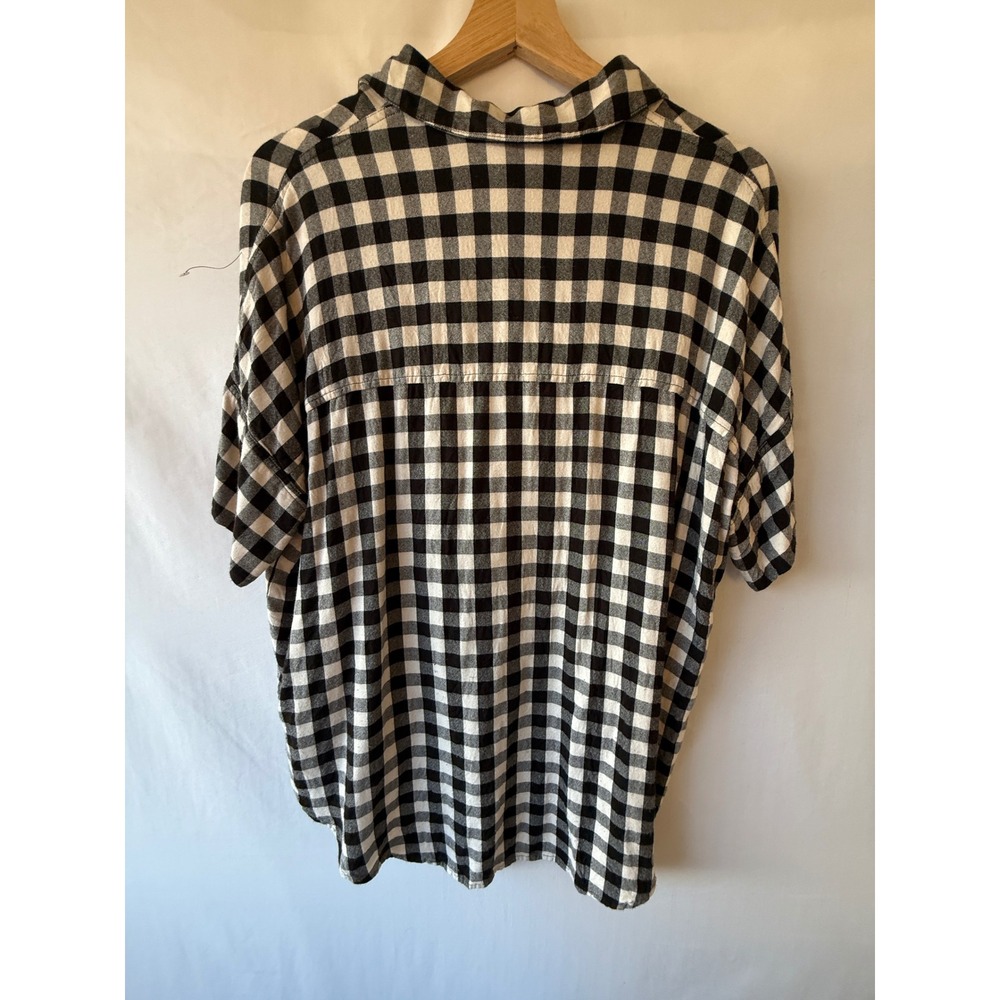 Madewell Womens Medium Black White Gingham Plaid Short Sleeve Button Down Shirt - Picture 6 of 6